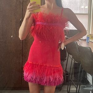 STAUD NWT Etta dress with feathers and fringe SIZE XS